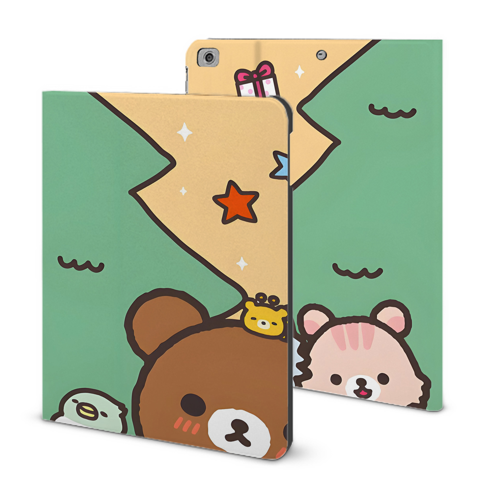 （画像用） リラックマ リラックマ キイロイトリ Rilakkuma Korilakkuma Kiiroitori IPad ケース ブック型 PUレザー TPU 耐衝撃 軽量 薄型 ペン収納なし 全面保護 IPad 各モデル対応